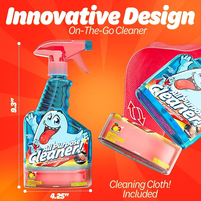 Spray Bottle with Microfiber Cap 16oz All Purpose Cleaner Citrus (2 Pack)