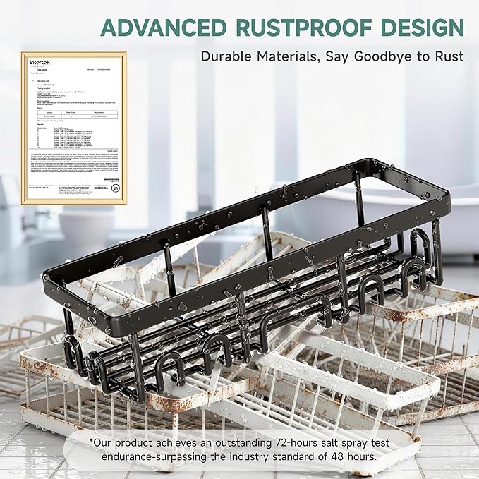 Veken Shower Caddy 3-Pack, Advanced Rustproof Design, No Drilling Adhesive Shelves, Rack with Soap Holder, Large Capacity Bathroom Organizers and Storage, Wall-Mounted Kitchen & Home Decor, Black