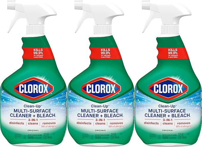 Clorox Clean-Up Multi-Surface Cleaner with Bleach, Original, Spray Bottle, 32 Fl Oz., Pack of 3