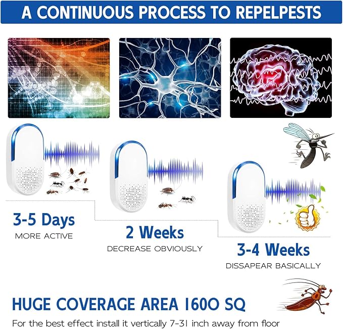 Ultrasonic Pest Repeller Plug in Mouse Rodent Mice Rat Mosquito Spider Roach Repellent Indoor Ultrasound Bug Insect Repellent for Home Basement Attic Garage, Electronic Plug in Pest Control (6)