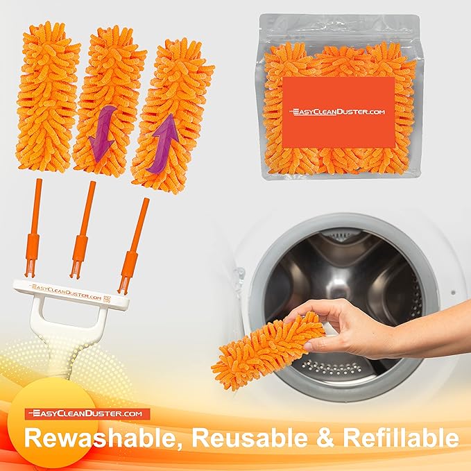 EasyClean Microfiber Duster for Blinds - Multi-Surface Microfiber Dusters for Cleaning - Blind Cleaner Duster Tool - Baseboard Cleaner Tool with Handle - Blinds Cleaner Tool - Use as Damp Duster