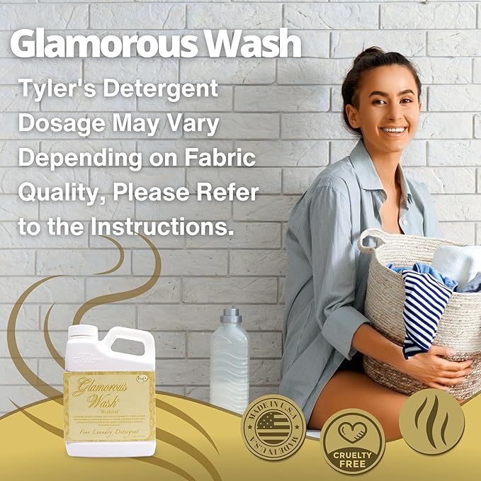 Worldwide Nutrition Bundle: Tyler Glamorous Wash Wishlist Scent Fine Laundry Liquid Detergent - Hand and Machine Washable - 16 oz, 454-gram Container and Multi-Purpose Key Chain