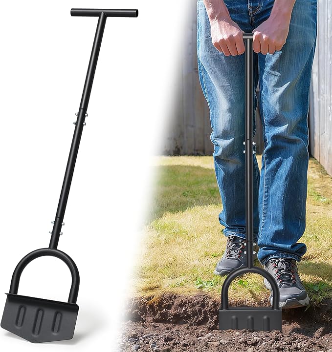 Manual Edger Lawn Tool, 39 Inch V-Shaped Garden Lawn Edger with Foot Pedal & T-Handle for Lawn Care, Heavy Duty Hand Lawn Edging for Driveway, Garden Bed, Sidewalk