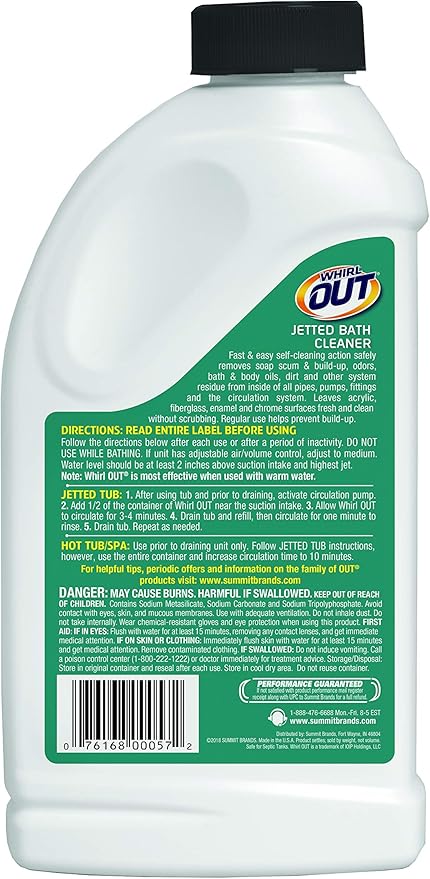 OUT Jetted Bath and Hot Tub Cleaner, 22 Ounce, White, WO06N