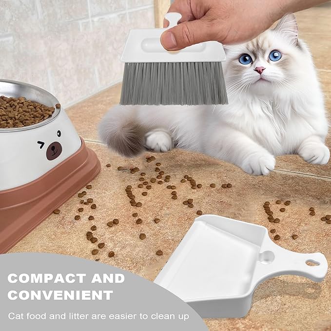 Mini Dustpan Brush Set Small Dustpan Broom Combo Set for Table Mini Dust pan with Brush Tiny Cleaning Sweeper for Car Desk Keyboard Drawer Pet Nest