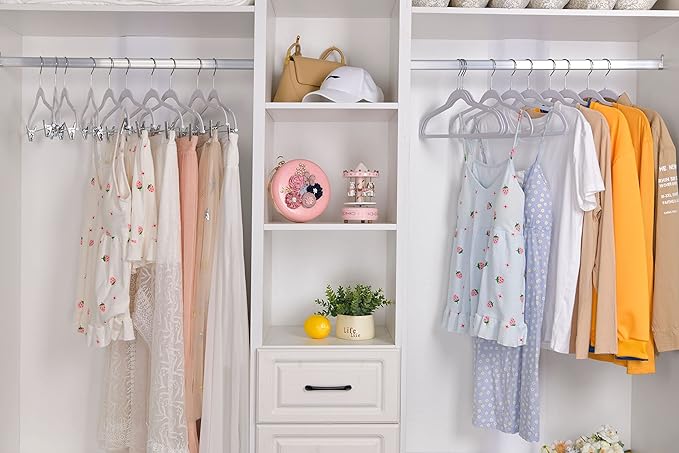 Quality Hangers 160 Pack Non-Velvet Plastic Hangers for Clothes - Heavy Duty Coat Hanger Set - Space-Saving Closet with Chrome Swivel Hook, Functional Non-Flocked Hangers - Cream White