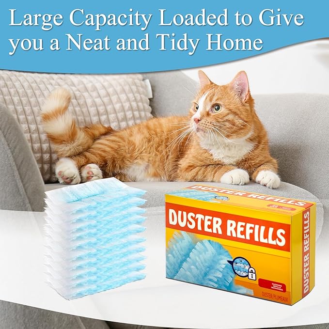 40 Count Electrostatic Duster Refills Replacement Head for Swiffer Dusters, Unscented Disposable Dusters for Cleaning Home, Blinds, Fans, Corners (Only Duster)