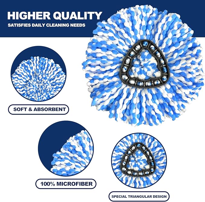 6 Pack Mop Replace Head, Mop Head Replacement, Microfiber, Machine Washable, Easy to Replace and Deep Cleaning, 313
