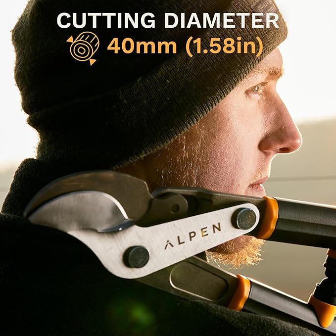 Alpen Weisshorn 280 Loppers, Cuts 1.58" Diameter - 32" Cam-Assisted Professional Garden Bypass Lopper and Tree Trimmer - Japanese High Carbon Steel Blades