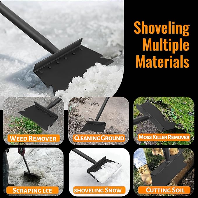 Garden Flat Shovel Scraper, Multifunctional Garden Cleaning Shovel with 59 Inch Long Handle, Heavy Duty Outdoor Floor Scraper for Weed Cleaning,Trenching,Edging and Removing Snow,Ice,Weeds,Dirty,Moss