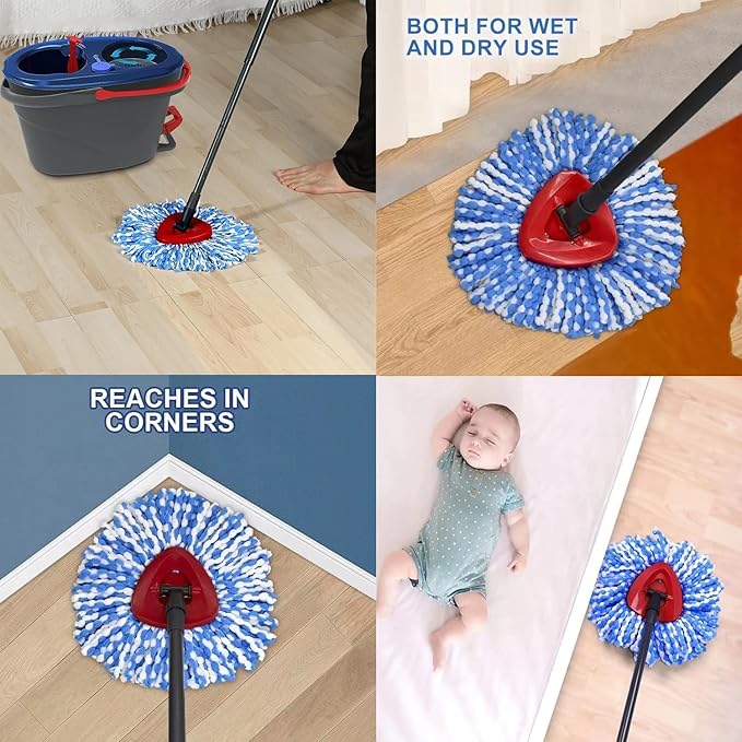 Spin Mop Replacement Heads Compatible with RinseClean 2 Tank Mop System,Microfiber Mop Refill Heads for Cleaning All Hard-surfaced Floor