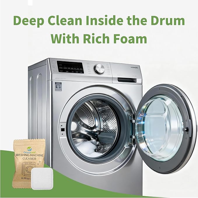 ORIENTLEAF Washing Machine Cleaner Tablets 24 Pack, Washer Machine Cleaner Tablets For HE Front Loader & Top Load Washer
