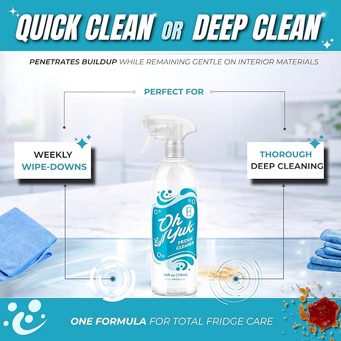 Oh Yuk Fridge Cleaner – Cleans Inside Refrigerator for Spotless, Food-Contact Safe Surfaces | Biodegradable, Vegan, Cruelty-Free | Effortlessly Lifts Sticky Messes & Dried-On Food | Spray Bottle