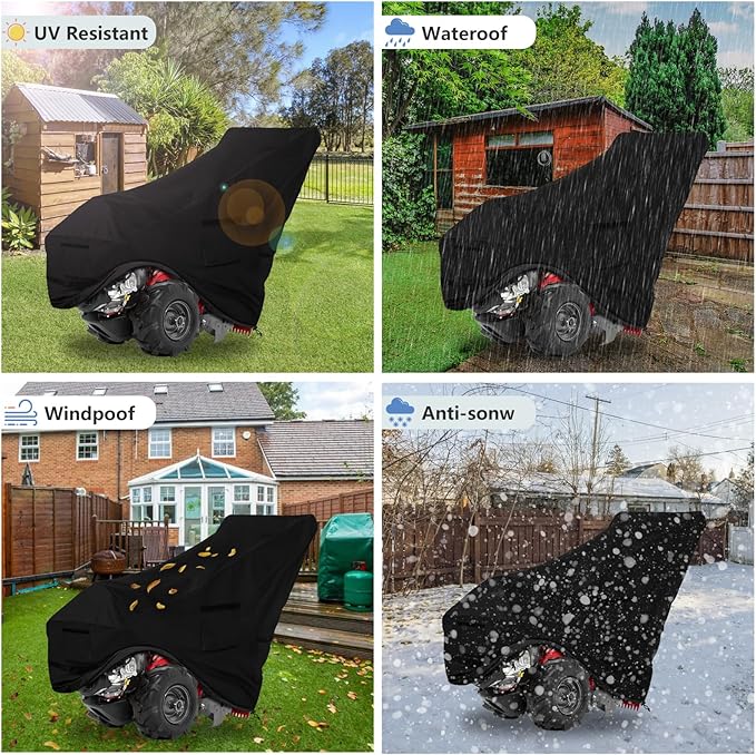 Okcool Gas Rototiller Cover, Universal Waterproof Heavy Duty 600D Rear Tine Tiller Cover with Air Vent (Black)