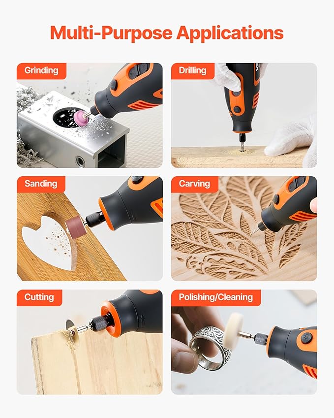 VEVOR 84-Piece Rotary Tool Kit, 200W Mini Power Rotary Tool Corded, 6-Level Speed 8000-40000 RPM Multi-Purpose DIY Tools for Engraving, Sanding, Polishing, Carving, Grinding, Cutting, DIY Crafts