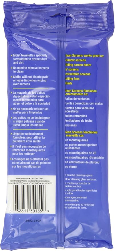 Ettore Clean Screens Wipes Per Pack, 25 Count (Pack of 2), No Color
