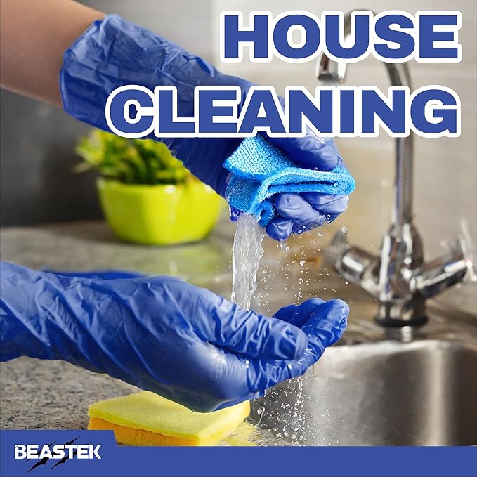 Beastek Nitrile Exam Gloves, 4.0 Mil 100 Pcs, Powder-Free Latex-Free Medical Cooking Food-Safe Disposable Gloves, Blue Violet