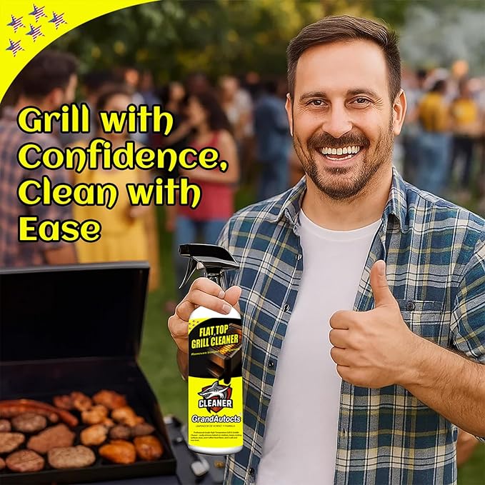 Flat Top Grill Cleaner Kit， Grill & Griddle Cleaner - Non-Toxic Food Safe & Non-Caustic Formula, Removes Burnt-On Grease/Carbon (2 Pcs + Cleaning Tools)