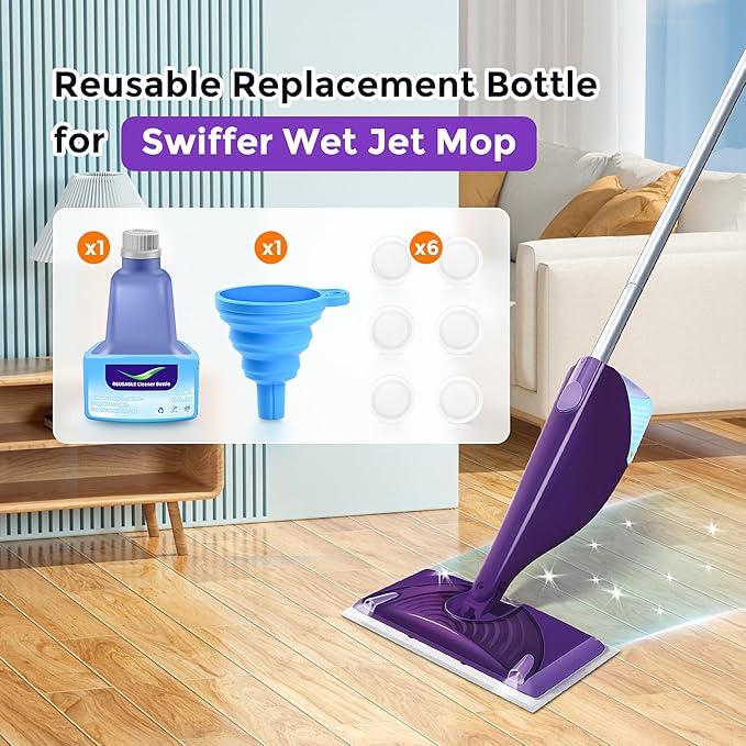 Reusable Bottle for Swiffer Wet Jet Mop, 500ml /17 FL OZ Cleaner Solution Empty Bottle