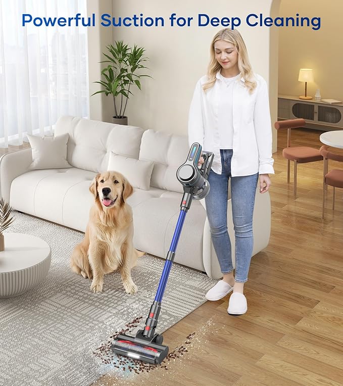 NADALY Cordless Vacuum Cleaner for Home, 500W 40KPA Stick Vacuum Cordless with 45Mins Runtime, Anti-Tangle, Lightweight, 1.5L Dust Cup, 8-in-1 Rechargeable Vacuum for Hardwood Floor Carpet Pet Hair