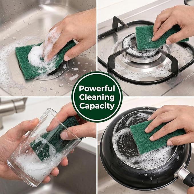 MAQIHAN Heavy Duty Scouring Pad - 10PCS Scouring Pads for Heavy Duty Cleaning Scrubbing Pads for Kitchen Bathroom Household Cleaning Dish Scrubber Scrub Sponges for Oven Barbecue Grill Bathtub