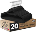 Utopia Home Premium Velvet Hangers 20 Pack - Non-Slip Clothes Hanger with Tie Bar - Black Hangers with 360 Degree Rotatable Hook - Heavy Duty Coat Hanger