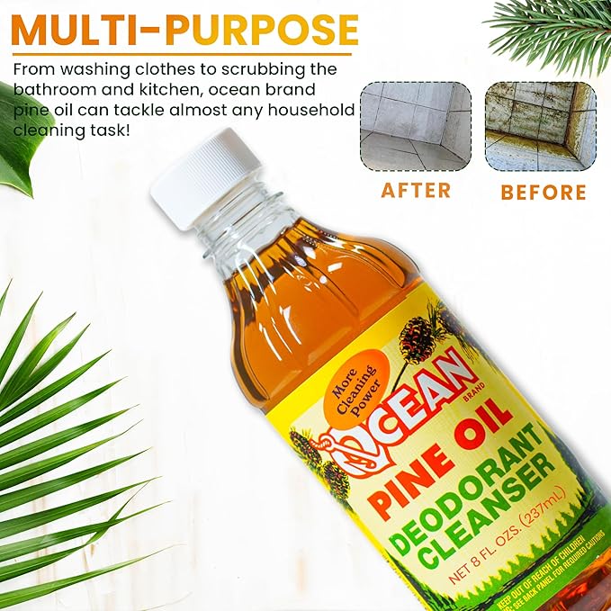 Ocean Pine Oil Cleaner Concentrate, 65% Pine Oil Deodorizer, All-Purpose Household Cleaner for Floors, Kitchen, Bathroom, Laundry, Grease & Odor Removal (1, 8 fl oz)