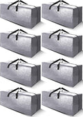 Cosy Family 8 Pack Heavy Duty Extra Large Moving Bags with Backpack Straps - Strong Handles & Zippers, Storage Totes For Space Saving, Fold Flat, Alternative to Moving Box (40 gal, Silver)