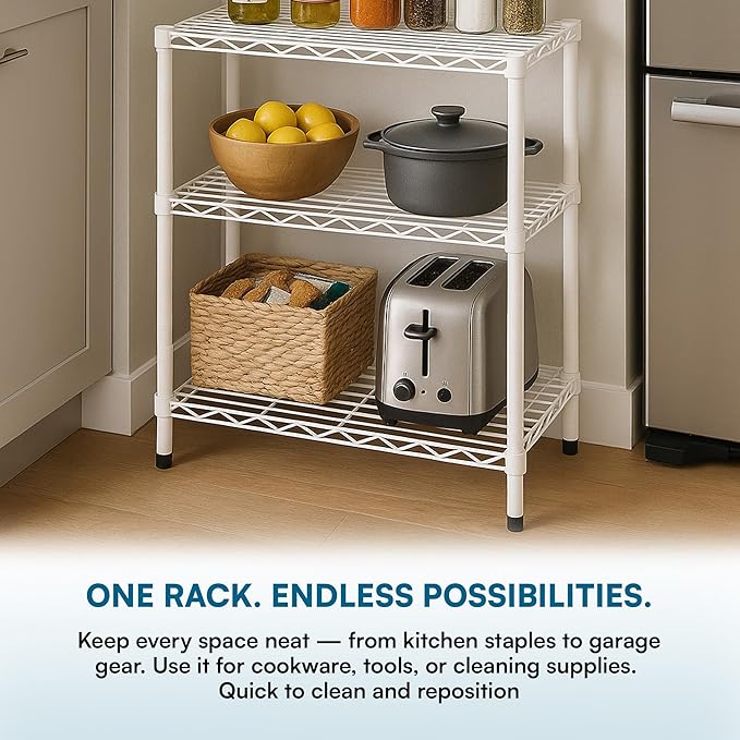 Steel Shelving Unit, 250-Pound Capacity Per Shelf, Adjustable Heights, Rust-Resistant, NSF-Certified for Pantry Organizers, Laundry Room Organization, Storage Shelves