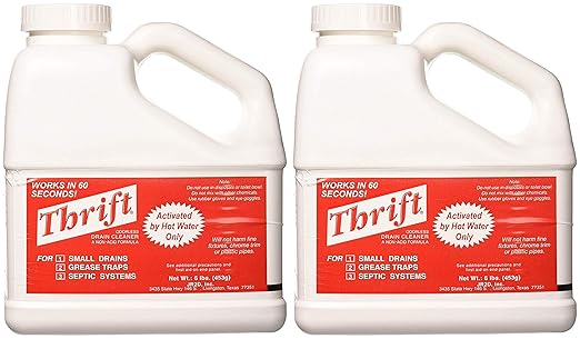 THRIFT FBA_T-600 T-600 Alkaline Based 6 lb. Granular Drain Cleaner, White (Тwо Расk)