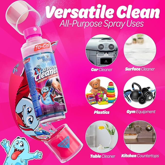 Travel Spray Bottle With Microfiber Cap - All Purpose Cleaner - Lavender (2 Pack)