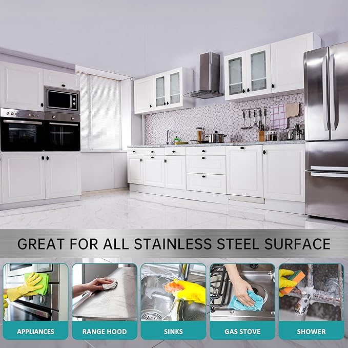 Stainless Steel Cleaner Spray, Sink Cleaner, Kitchen Appliance Cleaner, Fingerprint and Residue Remover for Kitchen Appliance, Refrigerator, Sink and Microwave(Pack of 2)