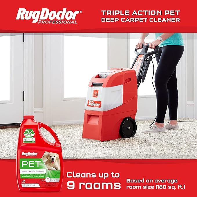 Rug Doctor Pet Carpet Cleaner, 96 oz., Pro-Enzymatic Formula with 3X Action - Cleans, Deodorizes, & Deters Remarking, Concentrated Solution, Professional Grade for Pet Stains & Odors