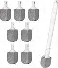 Upgrade Pumice Stone Toilet Bowl Cleaner,Bathroom Cleaner Brush Toilet Wand Refills with 30CM Long Handle for Remove Hard Water Stains with 1 Wand+ Pumice Stones (7 Pack)