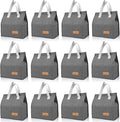 VZZNN 12 Pack Lunch Bags Bulk,Insulated Reusable Lunch Bags with Aluminum for Women Men,Leakproof Tote Large Lunch Box for Office,Work,Beach or Travel(Grey)