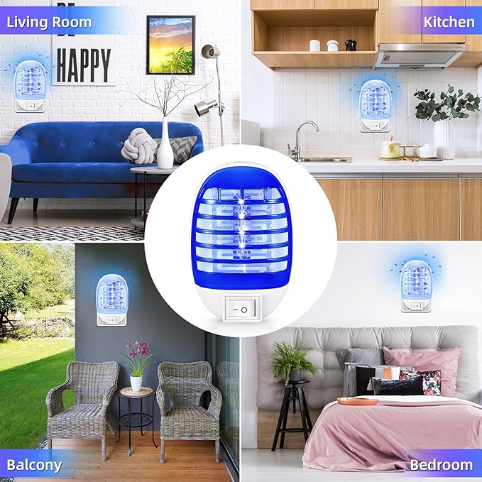 Indoor Bug Zapper Plug in Electronic Mosquito Zapper Fly Zapper Lamp for Bug Insect Trap for Home, Bedroom, Living Room, Office Indoor Use, Pack of 6, Blue ﻿