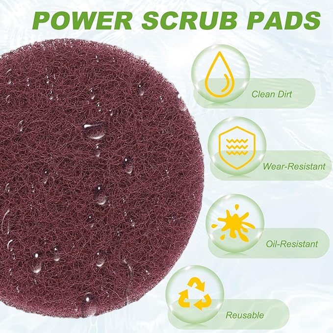 Power Scrub Pads, Scrubbing Pads 800 Grits Scouring Discs - Fitting for (Home Kitchen Cleaning - Drill Attachment - Scrubber Replacement) 20 Pcs & 2 Inch & Dark Red