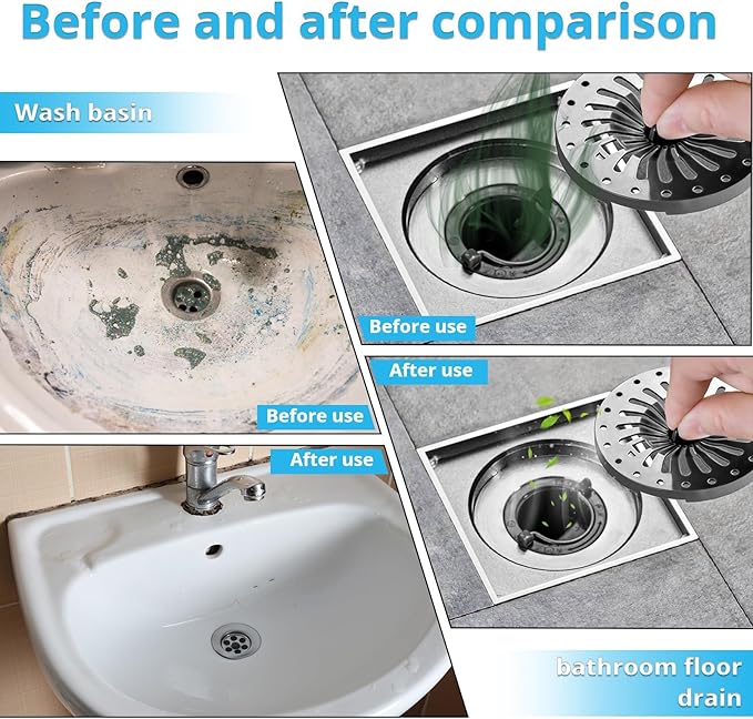 Drain Cleaner, Foaming Drain Cleaner and Deodorizer, Sink Cleaning Foam, Drains Clog Remover for Kitchen Bathroom Drains, Sinks, Tubs (2PCS)
