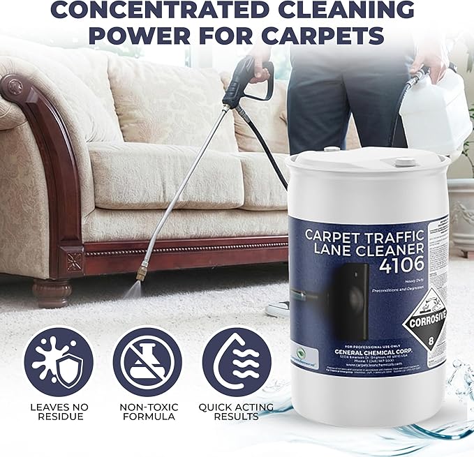 Carpet Traffic Lane Cleaner 4106 - Concentrated Carpet Pre Treatment Stain Remover - Incredible Stain Remover - Floor Covering Solution - Ideal for Industrial & Home Rug Cleaning- 55 Gal