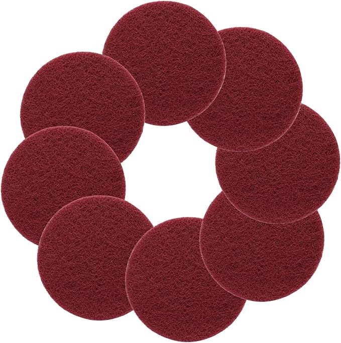 Murtenze 8 PCS Scrubber Scouring Pads, 400 Grits Flocking Scuff Pads Hoop and Loop Scuff Conditioning Discs Polishing Pad for Furniture Automotive Cleaning Rust Removal