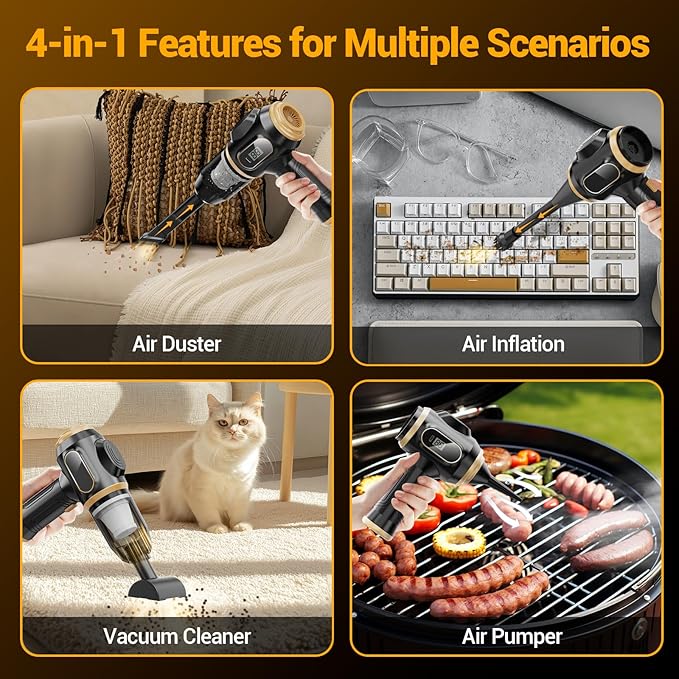 Portable Car Vacuum Cordless Mini Handheld Vacuums Cleaner Rechargeable with LCD Display and Multi-Nozzles, High Power Hand held Cleaners for Car, Home, Office, Sofa, Pet Hair,Keyboard