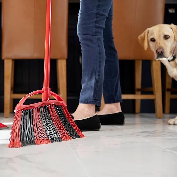 O-Cedar One Sweep Broom with Step-On Dustpan | Remove 99% with One | Lightweight Quiet Cleaning Tool | Ideal for Pet Owners