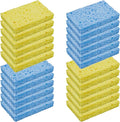 CELOX 24 Pack Durable Kitchen Sponges, Natural Wood Pulp Sponges for Dishes, Absorbent Cellulose Sponge Bulk for Cleaning Kitchen, Bathroom, DIY for Kids, 4.3" x 2.6" x 0.5"