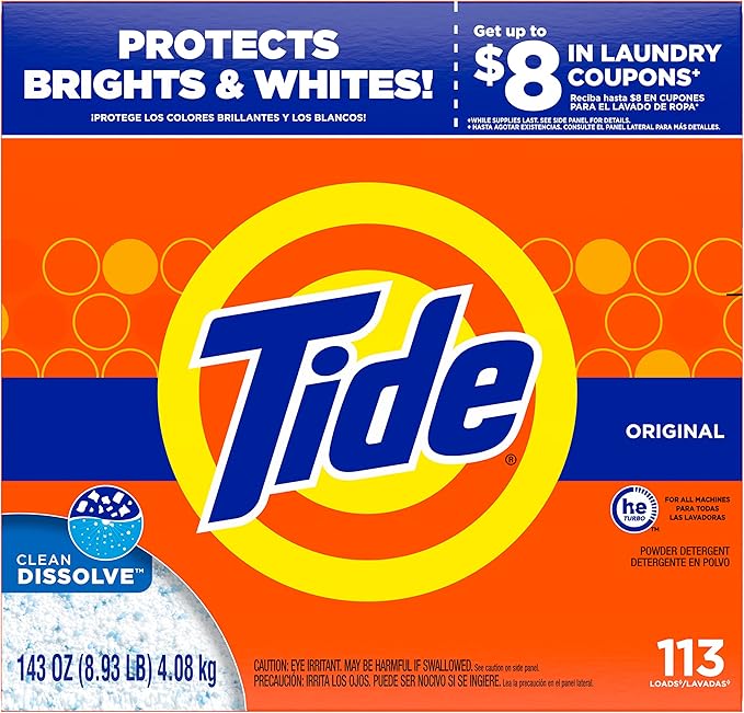 Tide Powder Laundry Detergent, Original Scent, 113 Loads, 143 oz