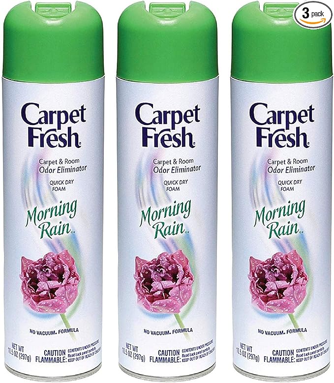 Carpet Fresh No Vacuum Freshener and Deodorizer Spray, Morning Rain (3 Pack)