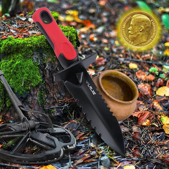 Heavy Duty Double Serrated Edge Digger - Metal Detecting Tool with Sheath, Belt Mounted, Gardening Accessories