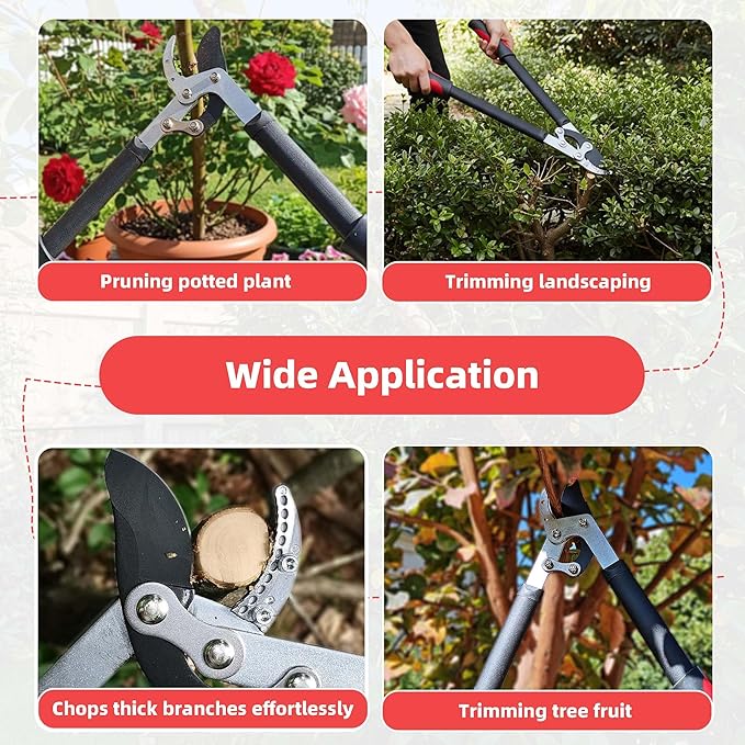 Lopper Heavy Duty Branch Cutter Tree Clippers with Compound Action, Chops Thick Branch Ease, Garden Loppers Pruning, 18 Inch Tree Trimmer with 1.6” Clean Cut Capacity (18 Inch)