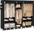 CASAMAYA Portable Closet, 77.6 Inch Extra Large Capacity Wardrobe Closet with Cover, Clothes Storage Organizer with Shelves and 3 Hanging Rods, Easy to Assembly, Black PCT223B01