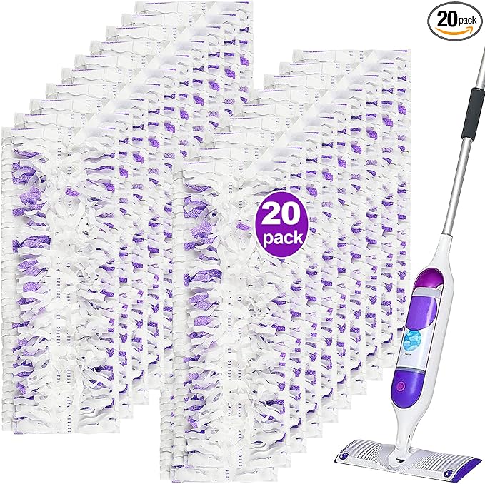 20 Count Disposable Power mop Pads Compatible with Swiffer Power mop Refills and Wood PowerMop, Multi-Surface swiffer Wet Pads Refills Replacement Use for Floor Cleaning