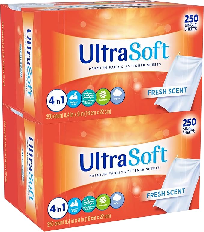 500 Premium 4 in 1 Laundry Dryer Sheets (6.4"x9") w/Easy-to-Dispense Box,Fabric Softener Fresh Scent Made in USA,Drive Clothes Ultra Soft,Reduce Static Cling,Help Prevent Wrinkles & Repel Pet Hair